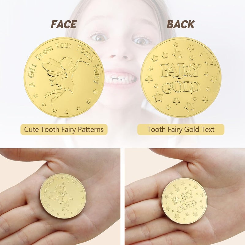 freespace Tooth Fairy Box 3D Carved Wooden Box Souvenir Dropped Tooth Keepsake Storage Box Gift for Boy or Girl (with Tooth fairy coin) - Image 5